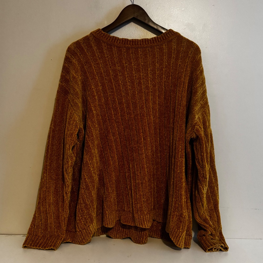 Ava & Viv Plus Size 2x Mustard Yellow Ribbed Sweater Crew Neck Fall Staples
